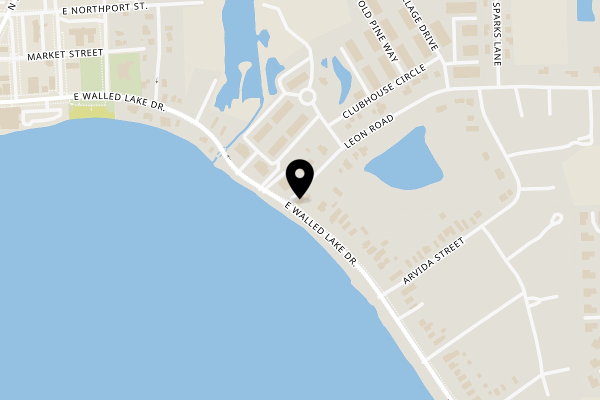 Map showing the location of Big Dip Burgers on 725 E Walled Lake Dr in Walled Lake